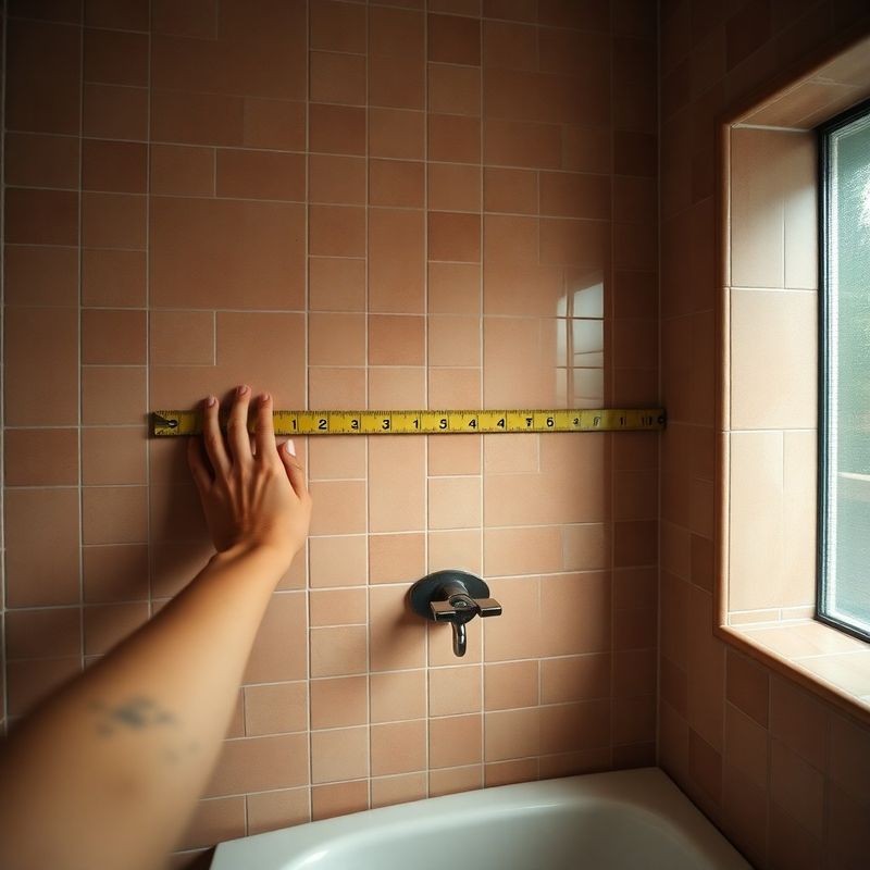 Mani di un artigiano che misurano una parete piastrellata in un bagno milanese